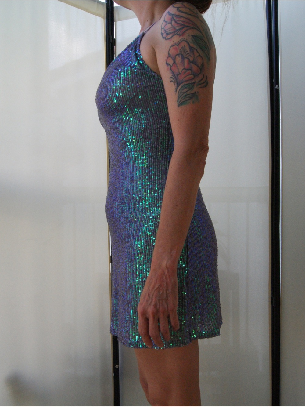 Victorias Secret Iridescent Purple Green Sequin Slip Dress
